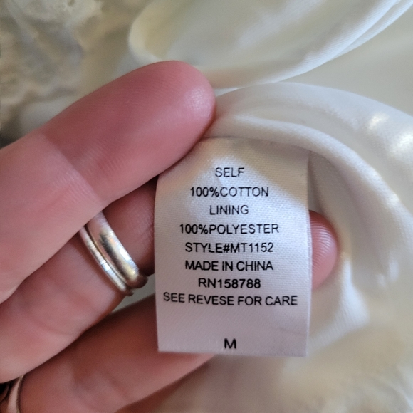 NWOT - MABLE Country Nights Cropped Lace Up Peasant Blouse - White - Picture 8 of 8